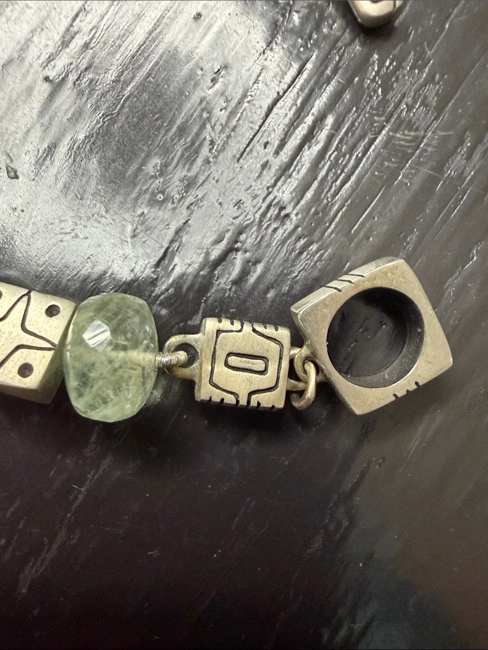 Lisa Jenks - 925 sterling and green gemstone bracelet 8”